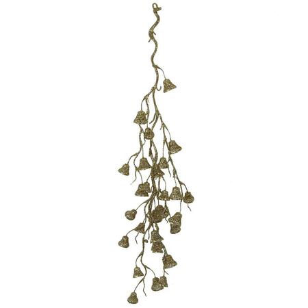 ADLMIRED BY NATURE 28 in. Glitter Bell Hanging Spray, Gold GXW5926-GOLD